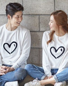 남녀공용 기모 하트하트 긴팔 18D01 /커플티,빅사이즈옷 -