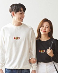 기모 신호등러브 맨투맨 긴팔 남녀공용 19D06/티셔츠,빅사이즈 -