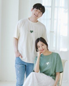 풀잎하트 반팔 남녀공용 22B02A/ 패밀리룩,가족사진의상