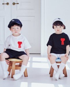 B하트 반팔 아동 22B01K/ 패밀리룩,가족사진의상