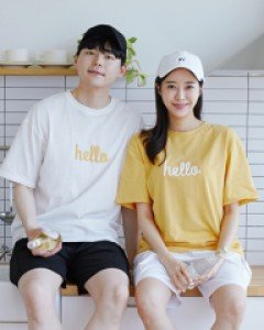 헬로우 반팔 남녀공용 22B06BA/ 패밀리룩,가족사진의상