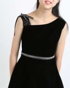 블랙 언밸 숄더 벨벳(맞춤)