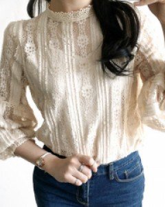 퍼프 레이스 시스루 블라우스 ▨리미티드 10%▨