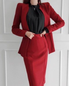 로디 골드 버튼 정장스커트