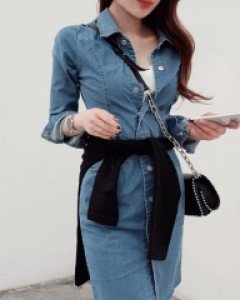 원스 데님 셔츠 원피스 