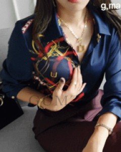 세컨 체인 배색 블라우스 ⓟ    ▨리미티드 10%▨