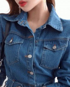 로이 데님 밴딩 원피스