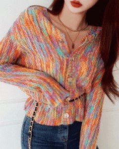 슈가 레인보우 니트 가디건