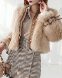 툰 버클 페이크 밍크 퍼 자켓