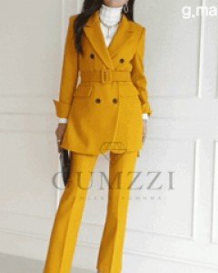 뮤즈 옐로우 더블 코트세트(벨트SET) ⓟ ▨리미티드 30%▨