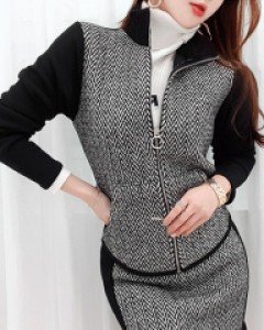 [체온UP]  헤링본 밍크 투피스세트  ★코트/투피스 10%