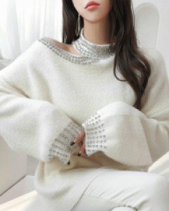 큐빅 어깨 트임 니트 ▨리미티드 20%▨