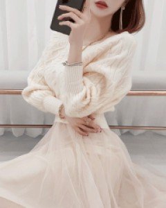 초이 니트 샤 스커트 세트