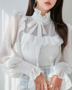 리치 스카프 블라우스