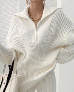 레아 모던 니트 집업