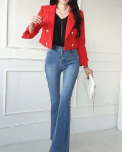 로닌 투버튼 컷팅 부츠컷