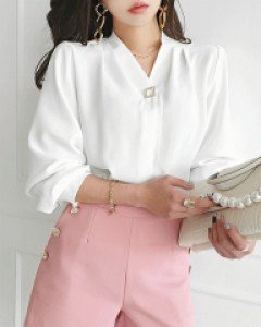 아리아 핀턱 블라우스