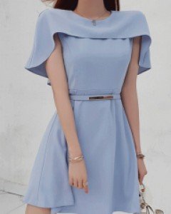 리아 숄더 케이프 원피스 (벨트set)