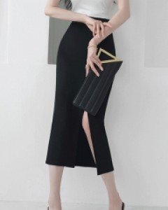 워너비 골지 트임 스커트