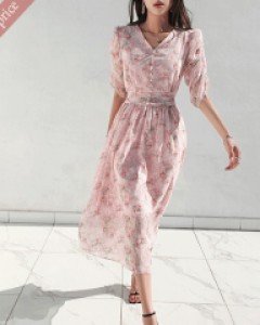 아리아 셔링 쉬폰 원피스 ⓟ▨리미티드 15%▨