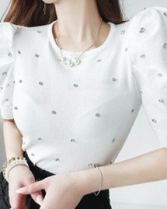 찡 큐빅 반팔 니트 ▨리미티드 10%▨