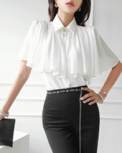 레이디 케이프 블라우스