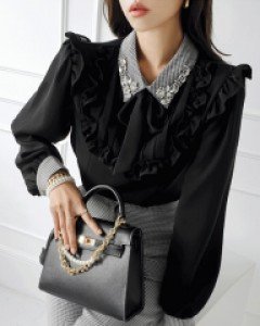 쥬얼 카라 블라우스  ▨리미티드 10%▨