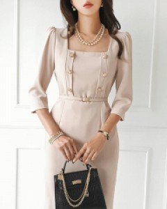 스틸 더블 버튼 원피스(벨트SET)