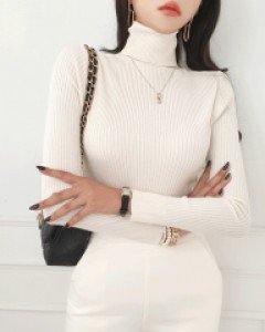 리네 골지 목폴라 니트