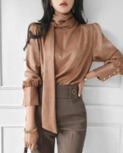 스카 리본 블라우스