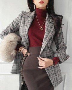 [체온UP]  레오 체크 울 누빔 자켓    ▨리미티드 20%