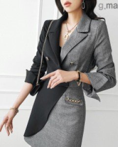 모셀 배색 숏자켓 스커트 세트ⓟ ▨리미티드 20%▨