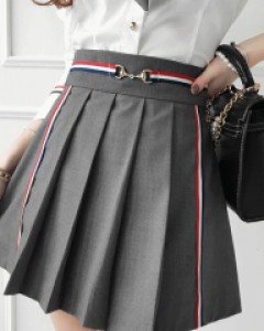 다이나 배색 체인 주름 스커트ⓐ