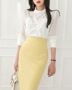 하트 시스루 블라우스