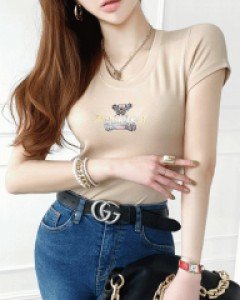 브리티 체크 베어 반팔티