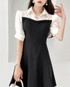 마엔 배색 원피스