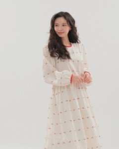 [무료배송] 플라워 배색 롱 원피스 B1801