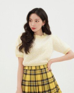 [무료배송] 컬러 배색 반팔 니트 B1703