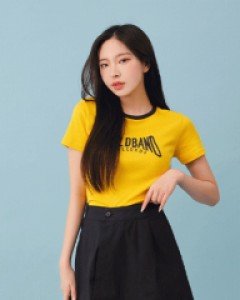 [무료배송] 배색 골드 라운드 슬림 티셔츠 B1305