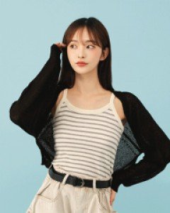 [무료배송] 스트라이프 니트 슬리브리스 B1406