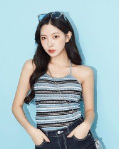 [무료배송] 컬러 믹스 니트 홀터 슬리브리스 B2207
