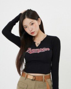 [무료배송] 트임 포인트 빈티지 크롭 골지 티 B2909