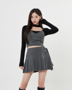 [무료배송] 투 벨트라인 포인트 셋업 미니스커트 B1410