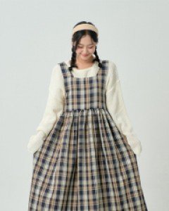 [무료배송] 체크 에이프런 롱 원피스 B1710