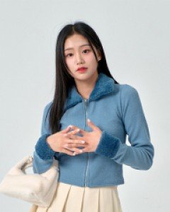 [무료배송] 페이크 퍼 트리밍 니트 집업 B1711