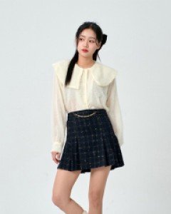 [무료배송] 골드 체인 트위드 밴딩 치마바지 B1711