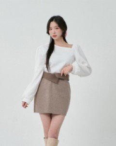 [무료배송] 배색 울 미니 스커트 B0112