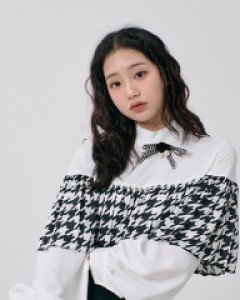 [무료배송] 하운드투스 체크 브로치 블라우스 B0912