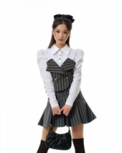[무료배송] 페리 스트라이프 플리츠 미니 스커트 B0201