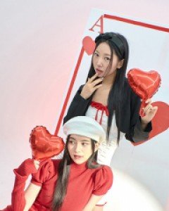 발렌타인 반목 퍼프 골지 원피스 워머 세트 K1601
